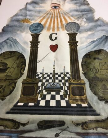 Painted Masonic chart wall decoration