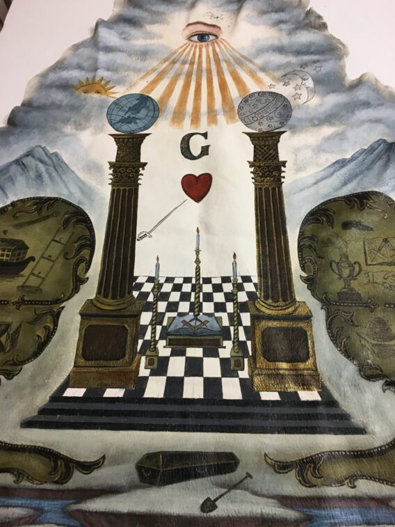 Painted Masonic chart wall decoration