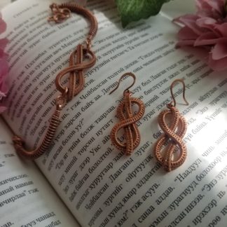 infinity knot earrings & bracelet